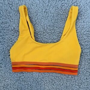 Beach riot Yellow Striped Crop Top/swim top/sports bra